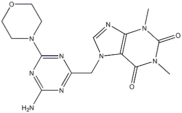 7-{[4-amino-6-(4-morpholinyl)-1,3,5-triazin-2-yl]methyl}-1,3-dimethyl-3,7-dihydro-1H-purine-2,6-dione 化学構造式