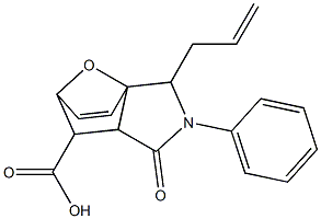 2-allyl-4-oxo-3-phenyl-10-oxa-3-azatricyclo[5.2.1.0~1,5~]dec-8-ene-6-carboxylic acid,,结构式