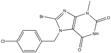 8-bromo-7-[(4-chlorophenyl)methyl]-3-methyl-3,7-dihydro-1H-purine-2,6-dione 化学構造式