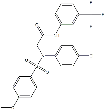2-{4-chloro[(4-methoxyphenyl)sulfonyl]anilino}-N-[3-(trifluoromethyl)phenyl]acetamide,,结构式