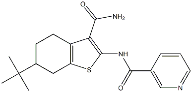 N-[3-(aminocarbonyl)-6-tert-butyl-4,5,6,7-tetrahydro-1-benzothien-2-yl]nicotinamide Structure