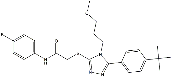 2-{[5-(4-tert-butylphenyl)-4-(3-methoxypropyl)-4H-1,2,4-triazol-3-yl]sulfanyl}-N-(4-fluorophenyl)acetamide 化学構造式