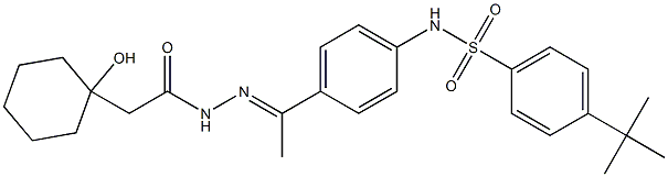 4-tert-butyl-N-(4-{N-[(1-hydroxycyclohexyl)acetyl]ethanehydrazonoyl}phenyl)benzenesulfonamide 化学構造式