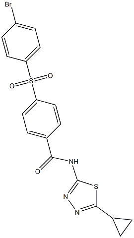 4-[(4-bromophenyl)sulfonyl]-N-(5-cyclopropyl-1,3,4-thiadiazol-2-yl)benzamide 化学構造式
