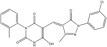 5-{[1-(3-chlorophenyl)-3-methyl-5-oxo-1,5-dihydro-4H-pyrazol-4-ylidene]methyl}-6-hydroxy-3-(2-methylphenyl)-2,4(1H,3H)-pyrimidinedione