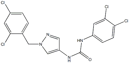 N-[1-(2,4-dichlorobenzyl)-1H-pyrazol-4-yl]-N'-(3,4-dichlorophenyl)urea Struktur