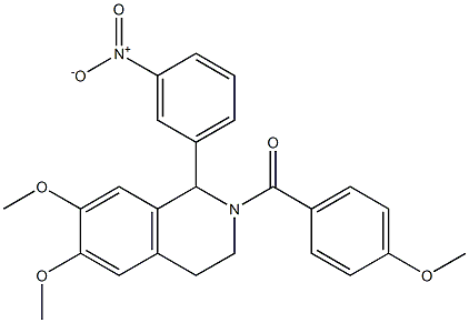 1-{3-nitrophenyl}-6,7-dimethoxy-2-(4-methoxybenzoyl)-1,2,3,4-tetrahydroisoquinoline Struktur