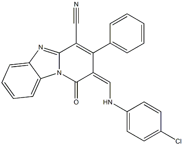 2-[(4-chloroanilino)methylene]-1-oxo-3-phenyl-1,2-dihydropyrido[1,2-a]benzimidazole-4-carbonitrile Structure