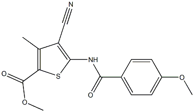 methyl 4-cyano-5-[(4-methoxybenzoyl)amino]-3-methyl-2-thiophenecarboxylate Structure