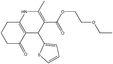 2-ethoxyethyl 2-methyl-5-oxo-4-(2-thienyl)-1,4,5,6,7,8-hexahydro-3-quinolinecarboxylate Struktur