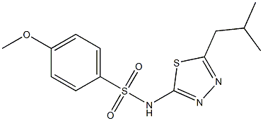 N-(5-isobutyl-1,3,4-thiadiazol-2-yl)-4-methoxybenzenesulfonamide,,结构式