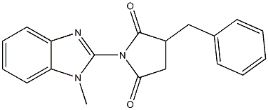 3-benzyl-1-(1-methyl-1H-benzimidazol-2-yl)pyrrolidine-2,5-dione,,结构式