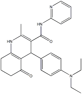 4-[4-(diethylamino)phenyl]-2-methyl-5-oxo-N-(2-pyridinyl)-1,4,5,6,7,8-hexahydro-3-quinolinecarboxamide 化学構造式