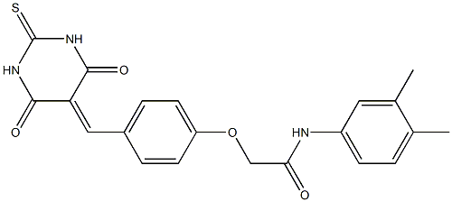 N-(3,4-dimethylphenyl)-2-{4-[(4,6-dioxo-2-thioxotetrahydro-5(2H)-pyrimidinylidene)methyl]phenoxy}acetamide Structure