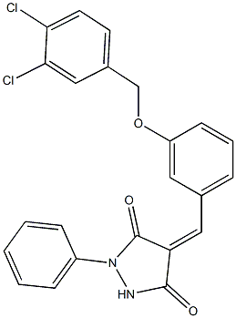 4-{3-[(3,4-dichlorobenzyl)oxy]benzylidene}-1-phenyl-3,5-pyrazolidinedione 化学構造式