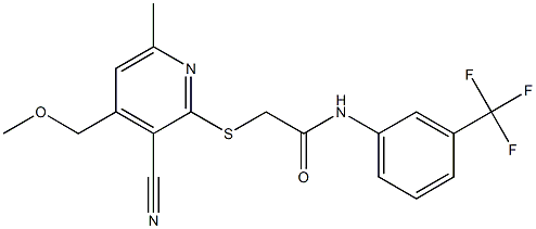 2-{[3-cyano-4-(methoxymethyl)-6-methyl-2-pyridinyl]sulfanyl}-N-[3-(trifluoromethyl)phenyl]acetamide
