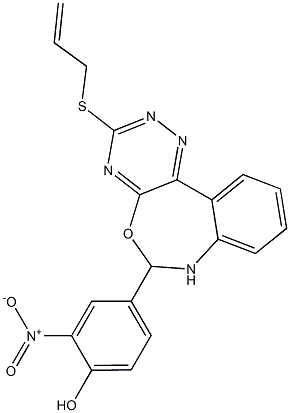 4-[3-(allylsulfanyl)-6,7-dihydro[1,2,4]triazino[5,6-d][3,1]benzoxazepin-6-yl]-2-nitrophenol,,结构式