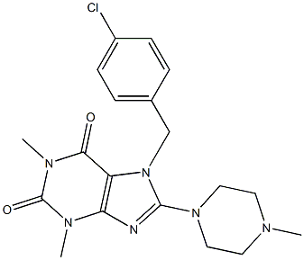 7-(4-chlorobenzyl)-1,3-dimethyl-8-(4-methyl-1-piperazinyl)-3,7-dihydro-1H-purine-2,6-dione,,结构式