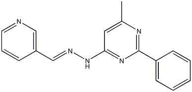 nicotinaldehyde (6-methyl-2-phenyl-4-pyrimidinyl)hydrazone 化学構造式