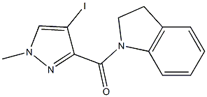 1-[(4-iodo-1-methyl-1H-pyrazol-3-yl)carbonyl]indoline,,结构式