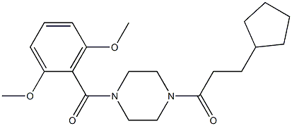 1-(3-cyclopentylpropanoyl)-4-(2,6-dimethoxybenzoyl)piperazine,,结构式