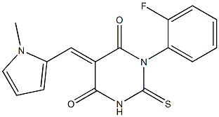 1-(2-fluorophenyl)-5-[(1-methyl-1H-pyrrol-2-yl)methylene]-2-thioxodihydro-4,6(1H,5H)-pyrimidinedione 结构式
