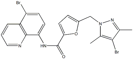 5-[(4-bromo-3,5-dimethyl-1H-pyrazol-1-yl)methyl]-N-(5-bromo-8-quinolinyl)-2-furamide Structure