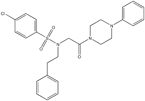 4-chloro-N-[2-oxo-2-(4-phenyl-1-piperazinyl)ethyl]-N-(2-phenylethyl)benzenesulfonamide,,结构式