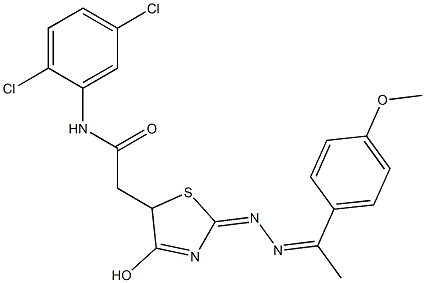 N-(2,5-dichlorophenyl)-2-(4-hydroxy-2-{[1-(4-methoxyphenyl)ethylidene]hydrazono}-2,5-dihydro-1,3-thiazol-5-yl)acetamide,,结构式