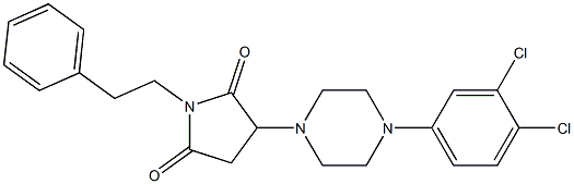 3-[4-(3,4-dichlorophenyl)-1-piperazinyl]-1-(2-phenylethyl)-2,5-pyrrolidinedione Structure