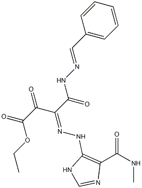 ethyl 4-(2-benzylidenehydrazino)-3-({4-[(methylamino)carbonyl]-1H-imidazol-5-yl}hydrazono)-2,4-dioxobutanoate,,结构式