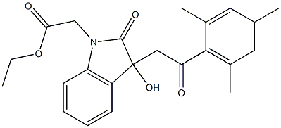 ethyl [3-hydroxy-3-(2-mesityl-2-oxoethyl)-2-oxo-2,3-dihydro-1H-indol-1-yl]acetate Struktur