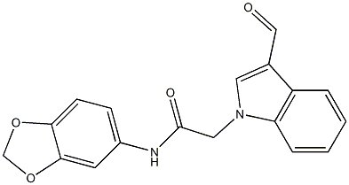 N-(1,3-benzodioxol-5-yl)-2-(3-formyl-1H-indol-1-yl)acetamide Struktur