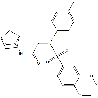 N-bicyclo[2.2.1]hept-2-yl-2-{[(3,4-dimethoxyphenyl)sulfonyl]-4-methylanilino}acetamide Struktur