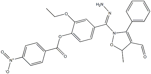 2-ethoxy-4-{2-[(5-methyl-3-phenyl-4-isoxazolyl)carbonyl]carbohydrazonoyl}phenyl 4-nitrobenzoate 结构式