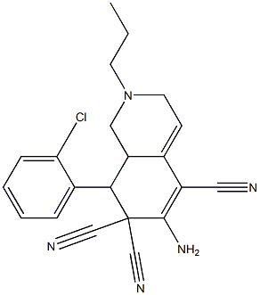 6-amino-8-(2-chlorophenyl)-2-propyl-2,3,8,8a-tetrahydroisoquinoline-5,7,7(1H)-tricarbonitrile Structure