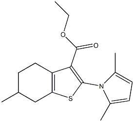 ethyl 2-(2,5-dimethyl-1H-pyrrol-1-yl)-6-methyl-4,5,6,7-tetrahydro-1-benzothiophene-3-carboxylate 结构式