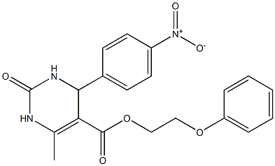 2-(phenyloxy)ethyl 4-{4-nitrophenyl}-6-methyl-2-oxo-1,2,3,4-tetrahydropyrimidine-5-carboxylate Struktur
