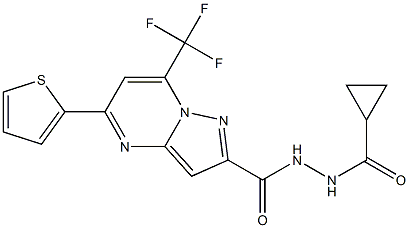 N'-(cyclopropylcarbonyl)-5-(2-thienyl)-7-(trifluoromethyl)pyrazolo[1,5-a]pyrimidine-2-carbohydrazide Struktur