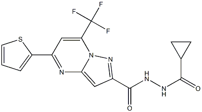 N'-(cyclopropylcarbonyl)-5-(2-thienyl)-7-(trifluoromethyl)pyrazolo[1,5-a]pyrimidine-2-carbohydrazide 化学構造式