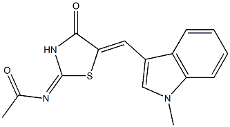 N-{5-[(1-methyl-1H-indol-3-yl)methylene]-4-oxo-1,3-thiazolidin-2-ylidene}acetamide,,结构式