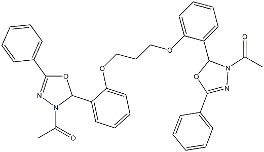 3-acetyl-2-(2-{3-[2-(3-acetyl-5-phenyl-2,3-dihydro-1,3,4-oxadiazol-2-yl)phenoxy]propoxy}phenyl)-5-phenyl-2,3-dihydro-1,3,4-oxadiazole Structure