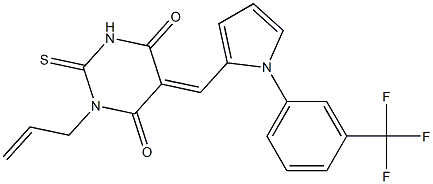 1-allyl-2-thioxo-5-({1-[3-(trifluoromethyl)phenyl]-1H-pyrrol-2-yl}methylene)dihydro-4,6(1H,5H)-pyrimidinedione Structure