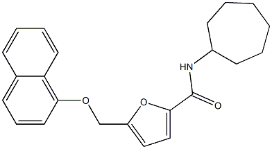 N-cycloheptyl-5-[(1-naphthyloxy)methyl]-2-furamide 化学構造式