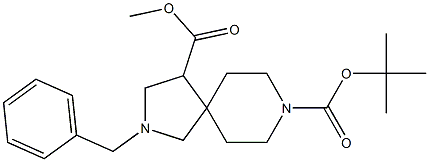 Methyl 2-benzyl-8-Boc-2,8-diaza-spiro[4.5]decane-4-carboxylate,,结构式