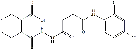 (1S,2R)-2-({2-[4-(2,4-dichloroanilino)-4-oxobutanoyl]hydrazino}carbonyl)cyclohexanecarboxylic acid Struktur