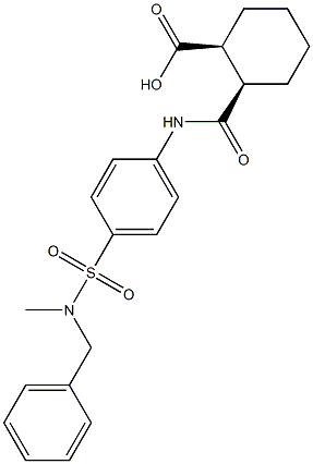 (1S,2R)-2-[(4-{[benzyl(methyl)amino]sulfonyl}anilino)carbonyl]cyclohexanecarboxylic acid 化学構造式
