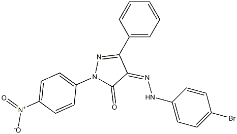 1-(4-nitrophenyl)-3-phenyl-1H-pyrazole-4,5-dione 4-[N-(4-bromophenyl)hydrazone] 化学構造式