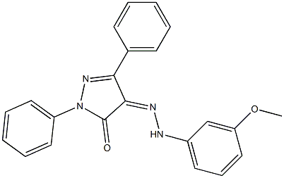1,3-diphenyl-1H-pyrazole-4,5-dione 4-[N-(3-methoxyphenyl)hydrazone] 化学構造式