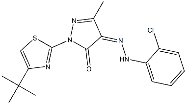 1-[4-(tert-butyl)-1,3-thiazol-2-yl]-3-methyl-1H-pyrazole-4,5-dione 4-[N-(2-chlorophenyl)hydrazone] Struktur